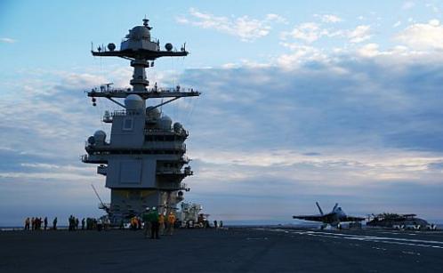 Продолжаются флотские оценочные испытания головного авианосца нового поколения USS Gerald R. Ford (CVN 78), F/A-18F Super Hornet 23-й воздушной эскадрильи испытаний и оценок (
